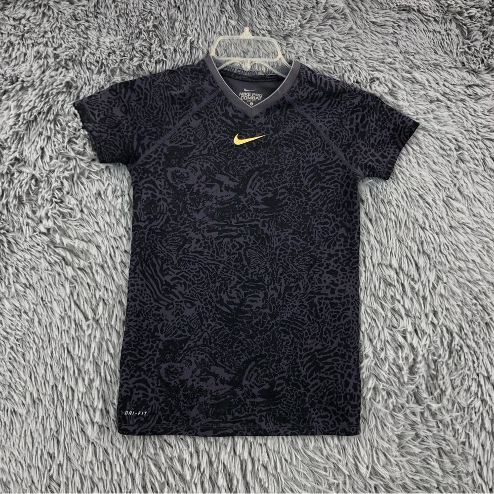 Nike Shirt Womens Large Pro Combat Purple Cheetah Print Dri Fit Compression